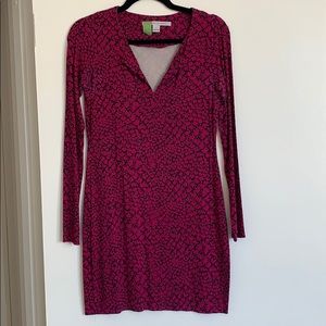Pink & Black Long Sleeve DVF Dress